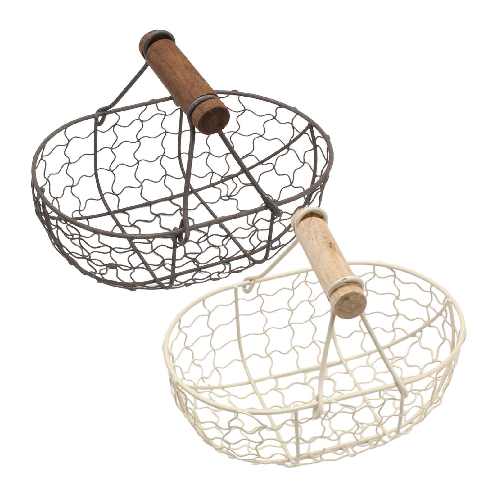 Food Snacks With Iron - Iron Storage Basket with Wooden Handle