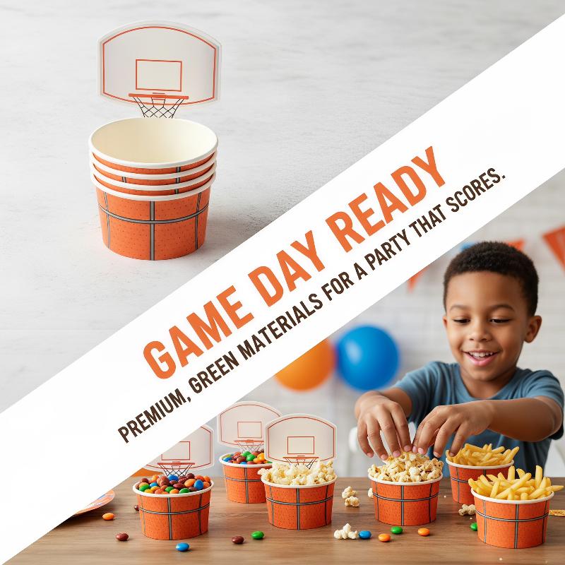 Food Snacks For Kids Party - 6 PCS Basketball Snack Bowls Food