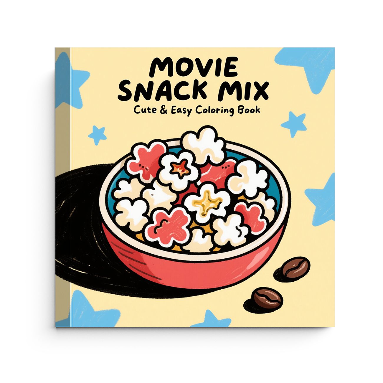 Food Snacks Coloring Book - Movie Snack Mix Popcorn Bowl Cinema