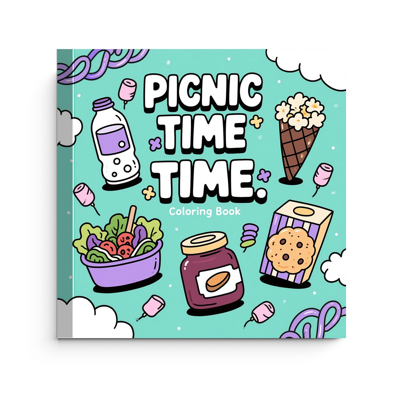 Food Snacks Coloring Book - Picnic Time Coloring Book Cute Outdoor