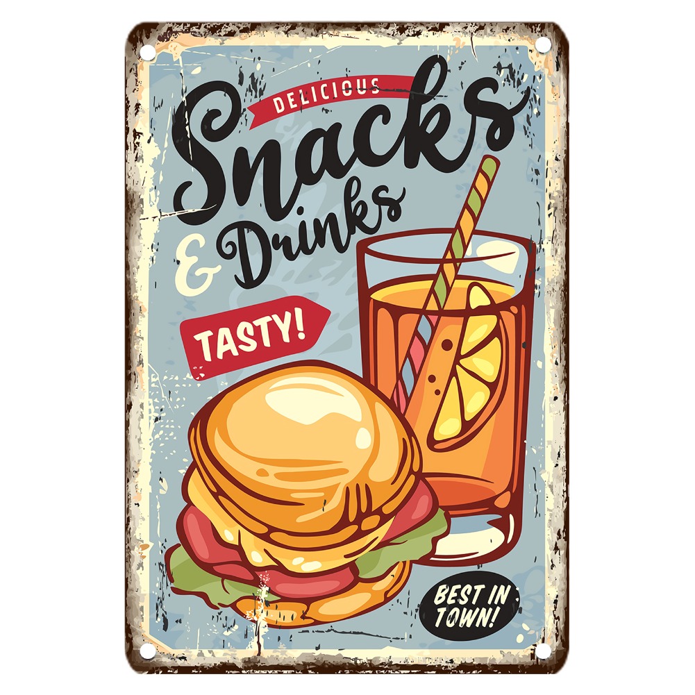Food Snacks With Iron - Vintage Food Metal Sign, 12x8 Inch