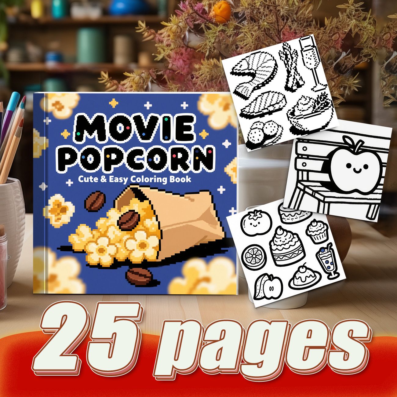 Movie Popcorn Cute & Easy Colo - Food Snacks Coloring Book recension och pris