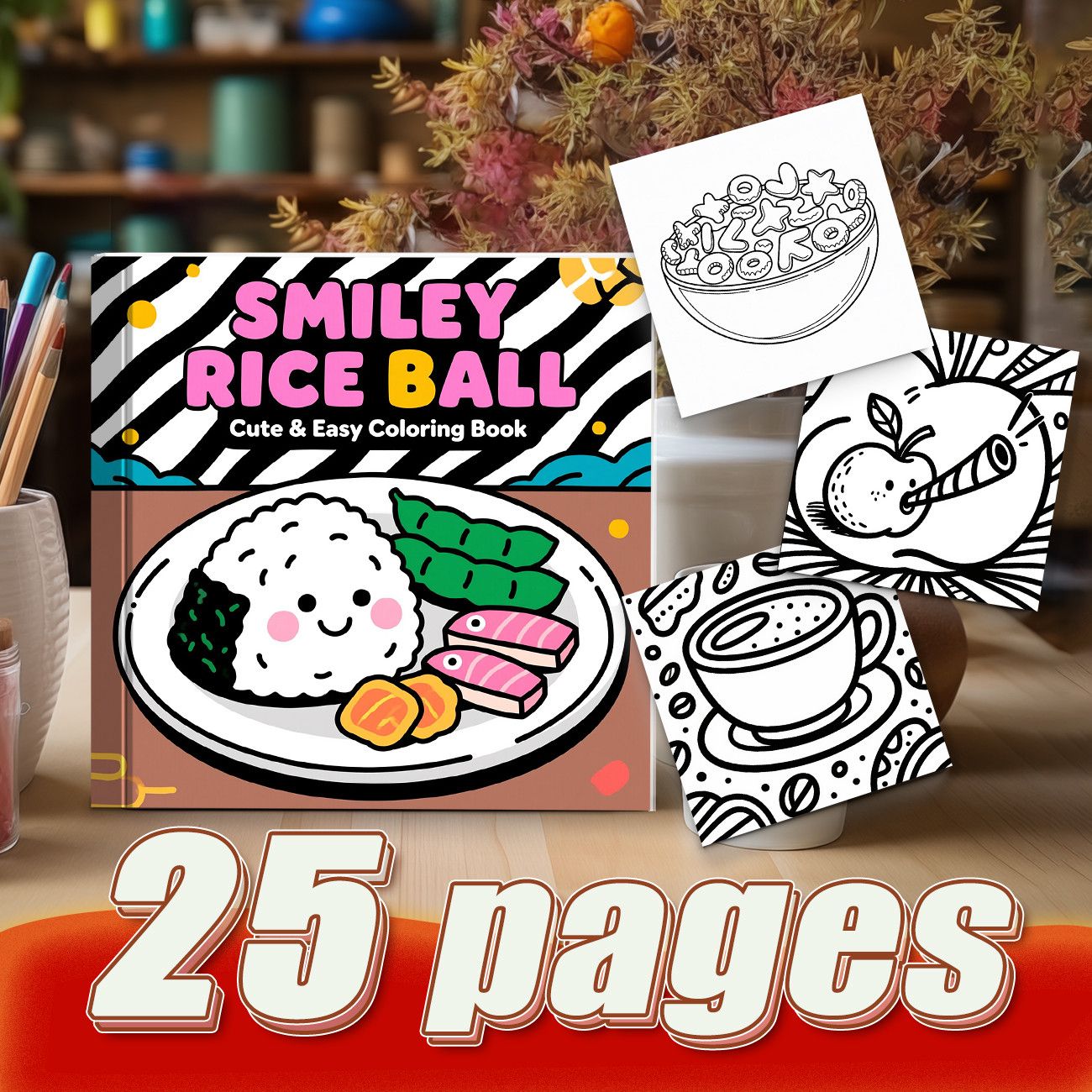 Smiley Rice Ball Coloring Book - Food Snacks Coloring Book recension och pris