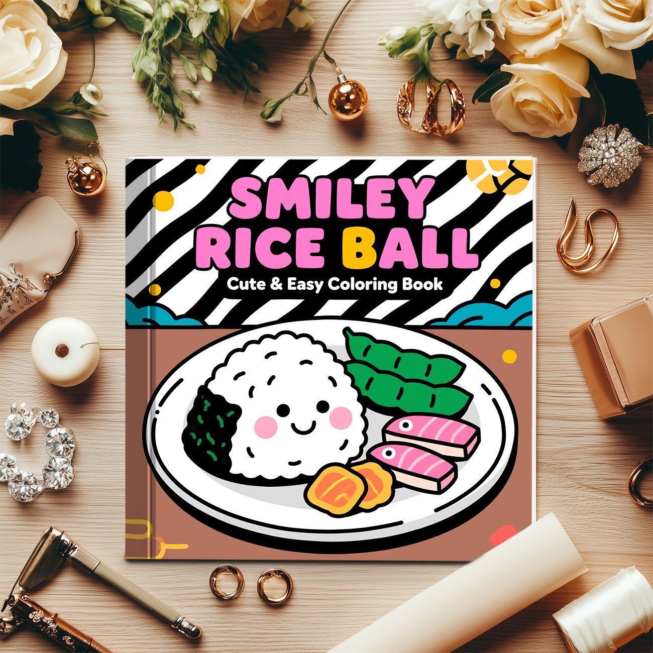 Smiley Rice Ball Coloring Book - Food Snacks Coloring Book recension och pris