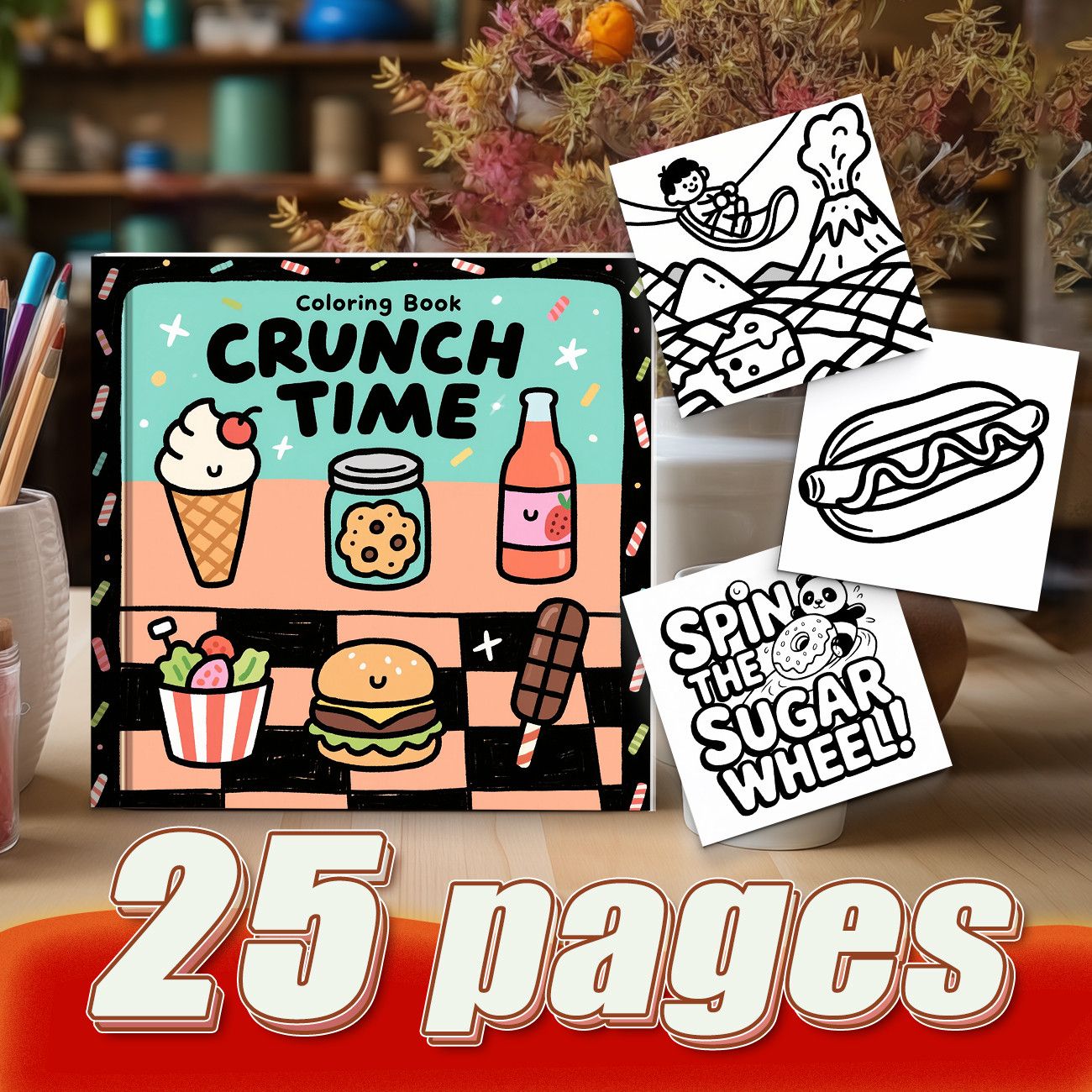 Crunch Time Coloring Book Cute - Food Snacks Coloring Book recension och pris
