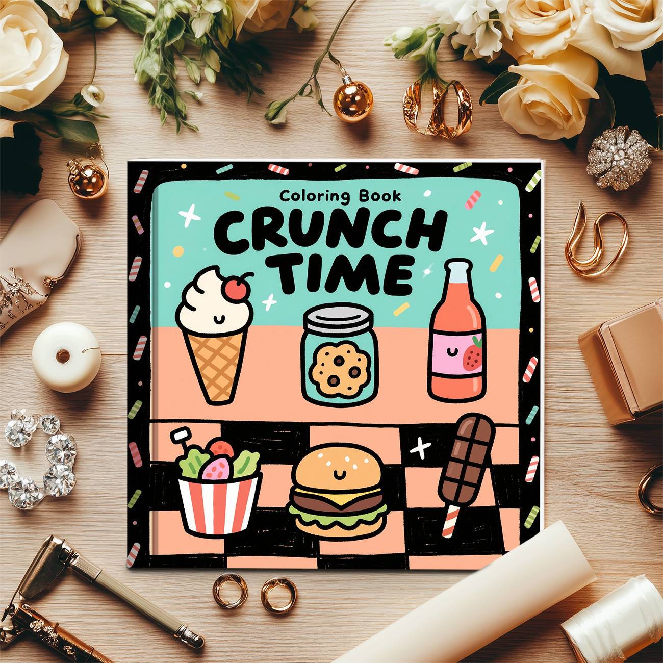 Crunch Time Coloring Book Cute - Food Snacks Coloring Book recension och pris