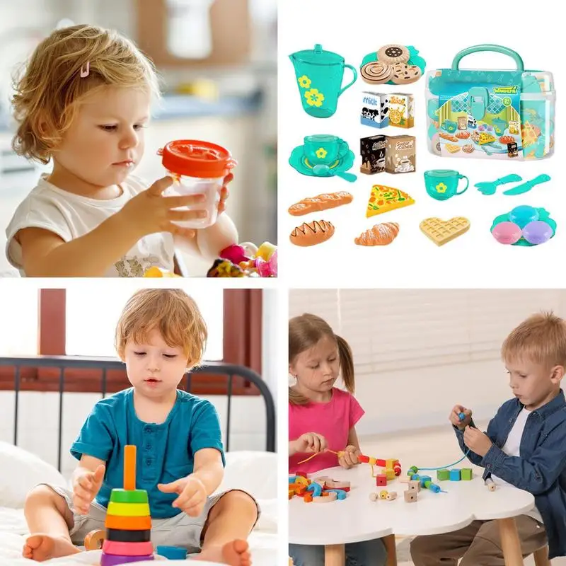 Toy Tea Set For Little Girls T - Food Snacks For Kids Party recension och pris