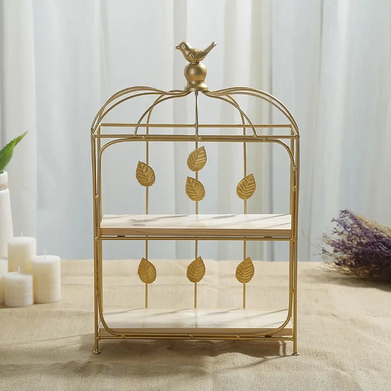 -Double Birdcage Wooden Desser - Food Snacks With Iron recension och pris