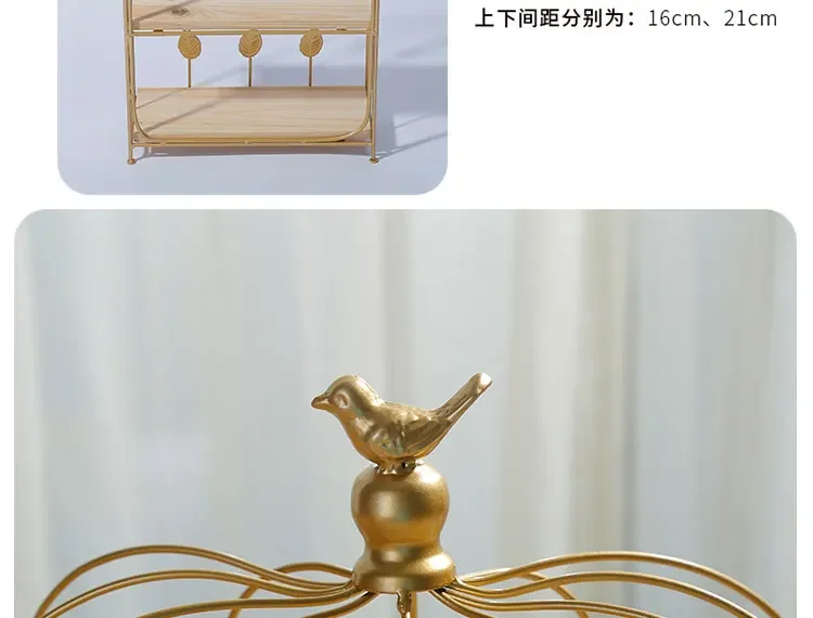 -Double Birdcage Wooden Desser - Food Snacks With Iron recension och pris