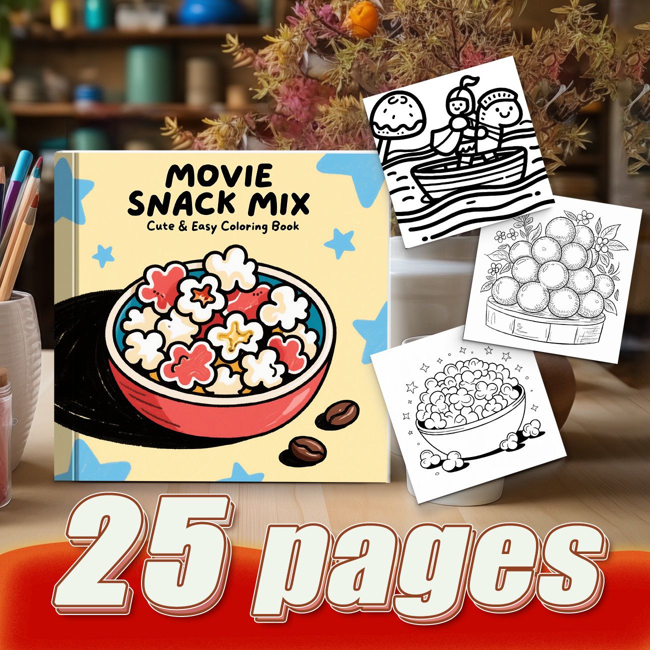 Movie Snack Mix Popcorn Bowl C - Food Snacks Coloring Book recension och pris