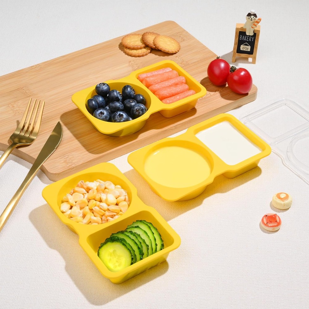2 Compartment Disposable Plast - Food Snacks For Kids Party recension och pris