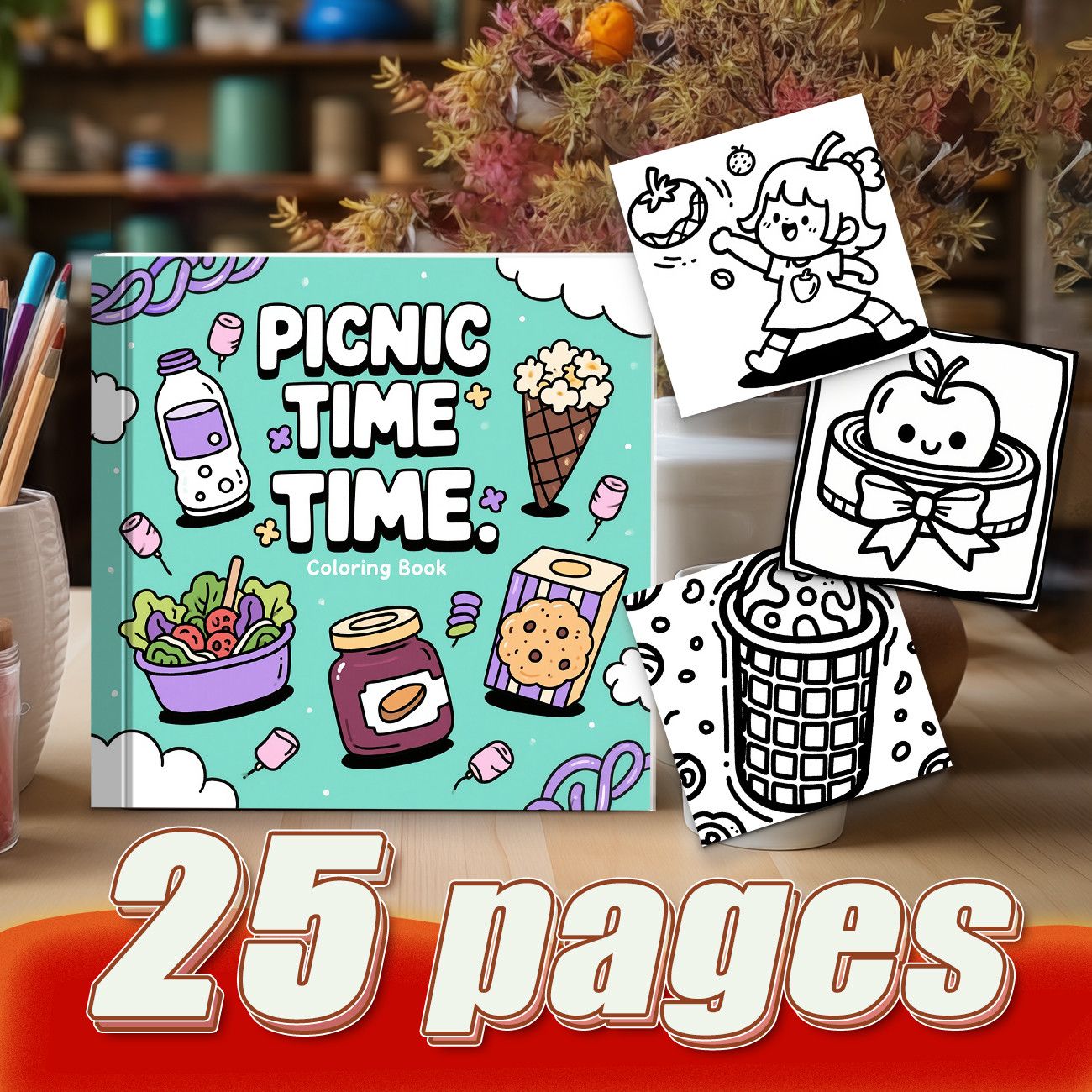 Picnic Time Coloring Book Cute - Food Snacks Coloring Book recension och pris