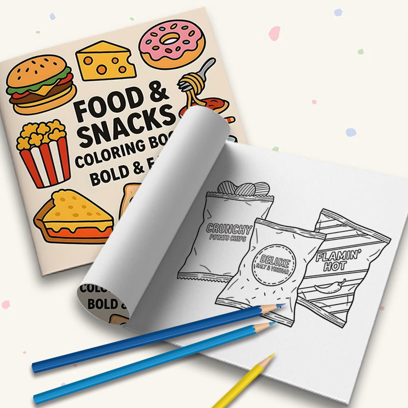 Thick Food & Snack Themed Colo - Food Snacks Coloring Book recension och pris