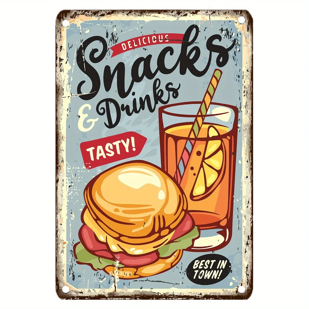 Vintage Food Metal Sign, 12x8  - Food Snacks With Iron recension och pris