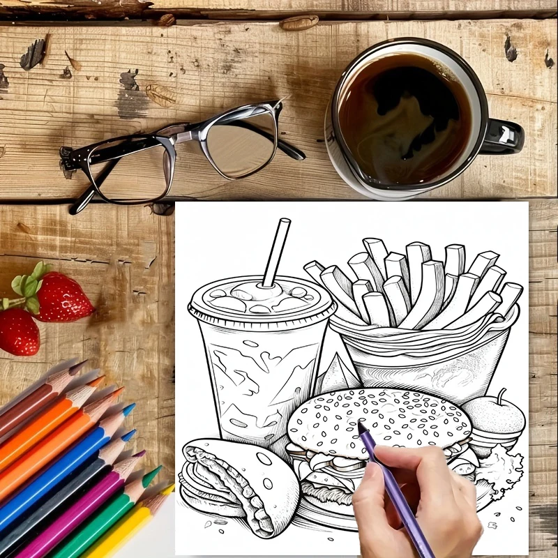Fast Food Coloring Book for Ad - Food Snacks Coloring Book recension och pris
