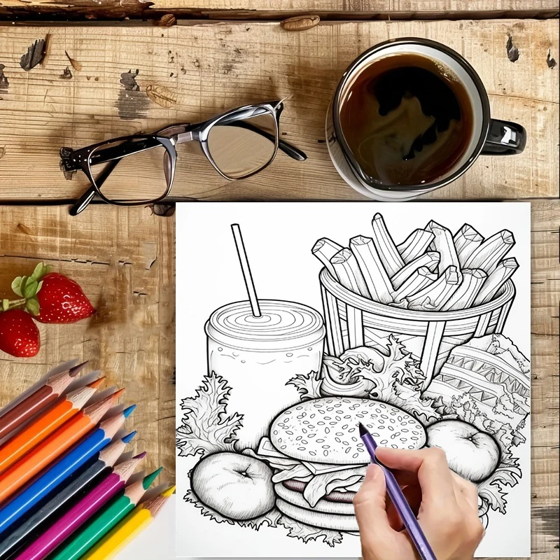 Fast Food Coloring Book for Ad - Food Snacks Coloring Book recension och pris