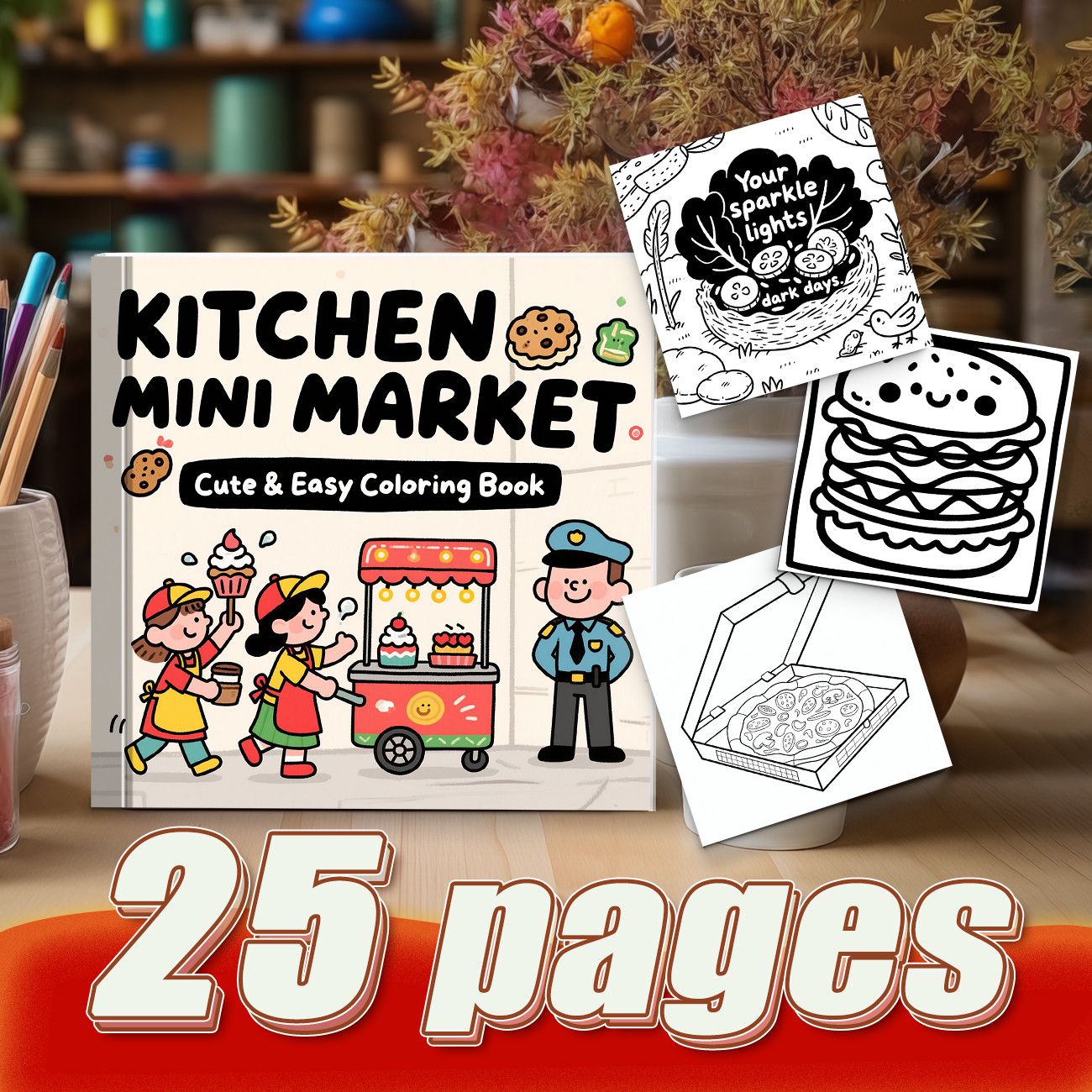 Kitchen Mini Market Cute & Eas - Food Snacks Coloring Book recension och pris